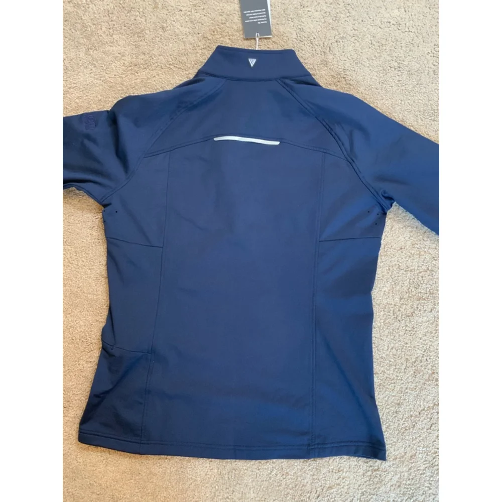 Levelwear Mens Athletic Pullover Large Navy Blue 1/4 Zip Stand Up Collar Outdoor